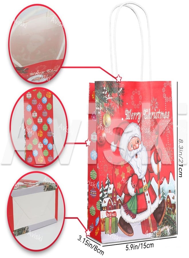 Aviski 24PCS Christmas Assorted Styles Bags Kraft Paper Goodie Bags with Handles, Cute Prints for Xmas Gift Wrapping Party Supplies - Image 3